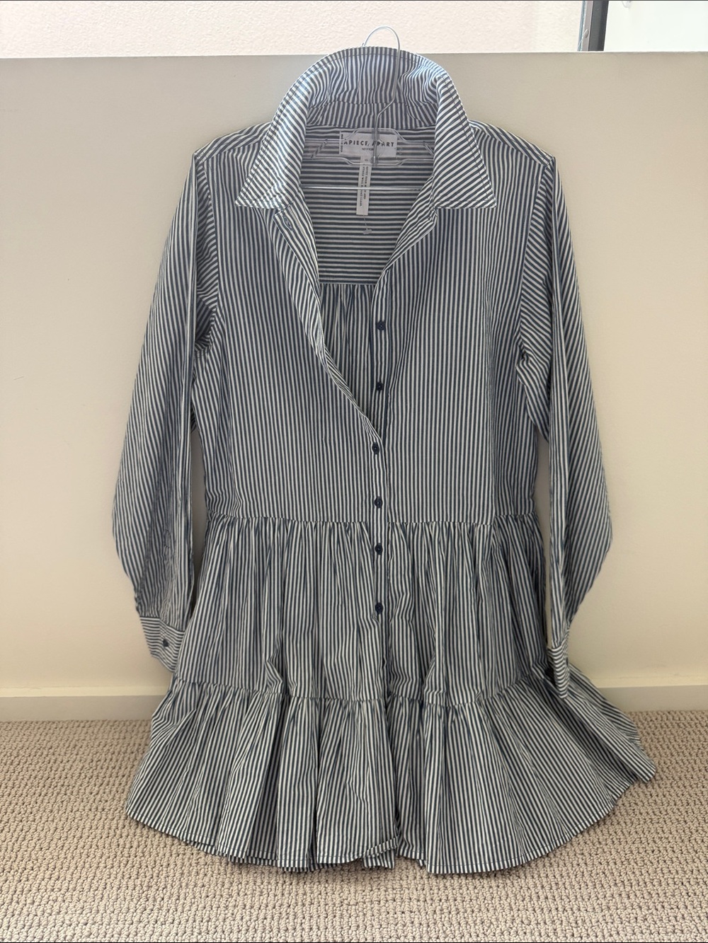 Apiece Apart Navy and White Striped Mini Dress